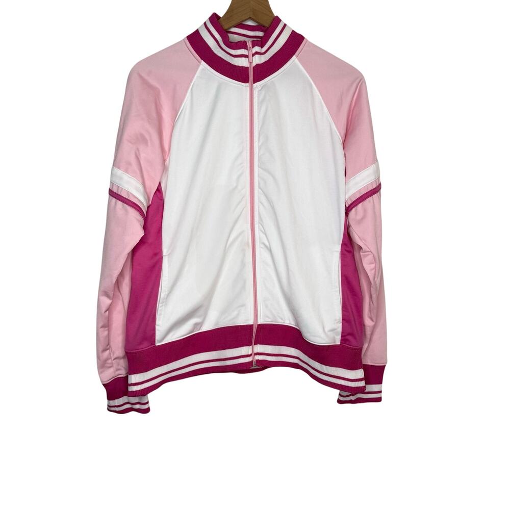 Lady Foot Locker Jacket Womens XL Pink White Colorblock Y2K Track Sporty Retro